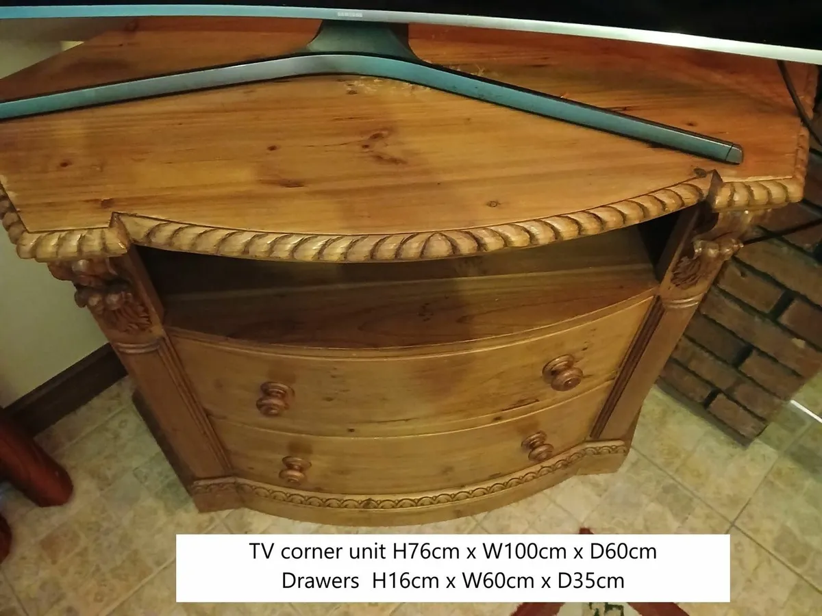 Ornate Wooden TV Corner Unit