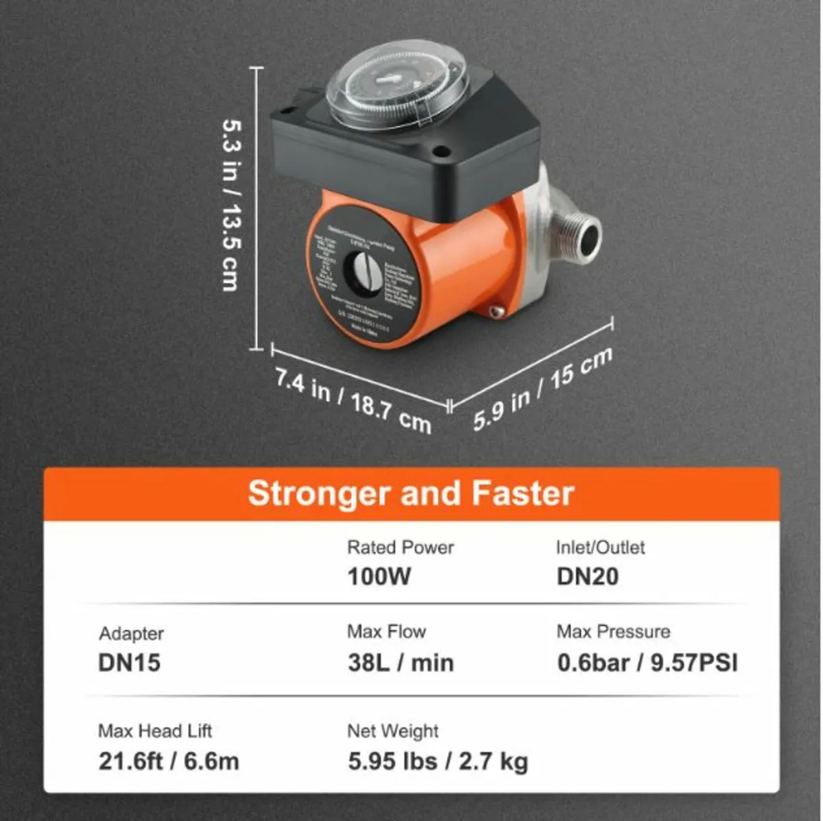 100W Hot Water Circulation Pump - Image 4
