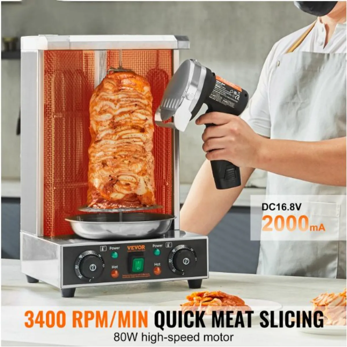 Electric Wireless Turkish Barbecue Knife 2 Blades - Image 3