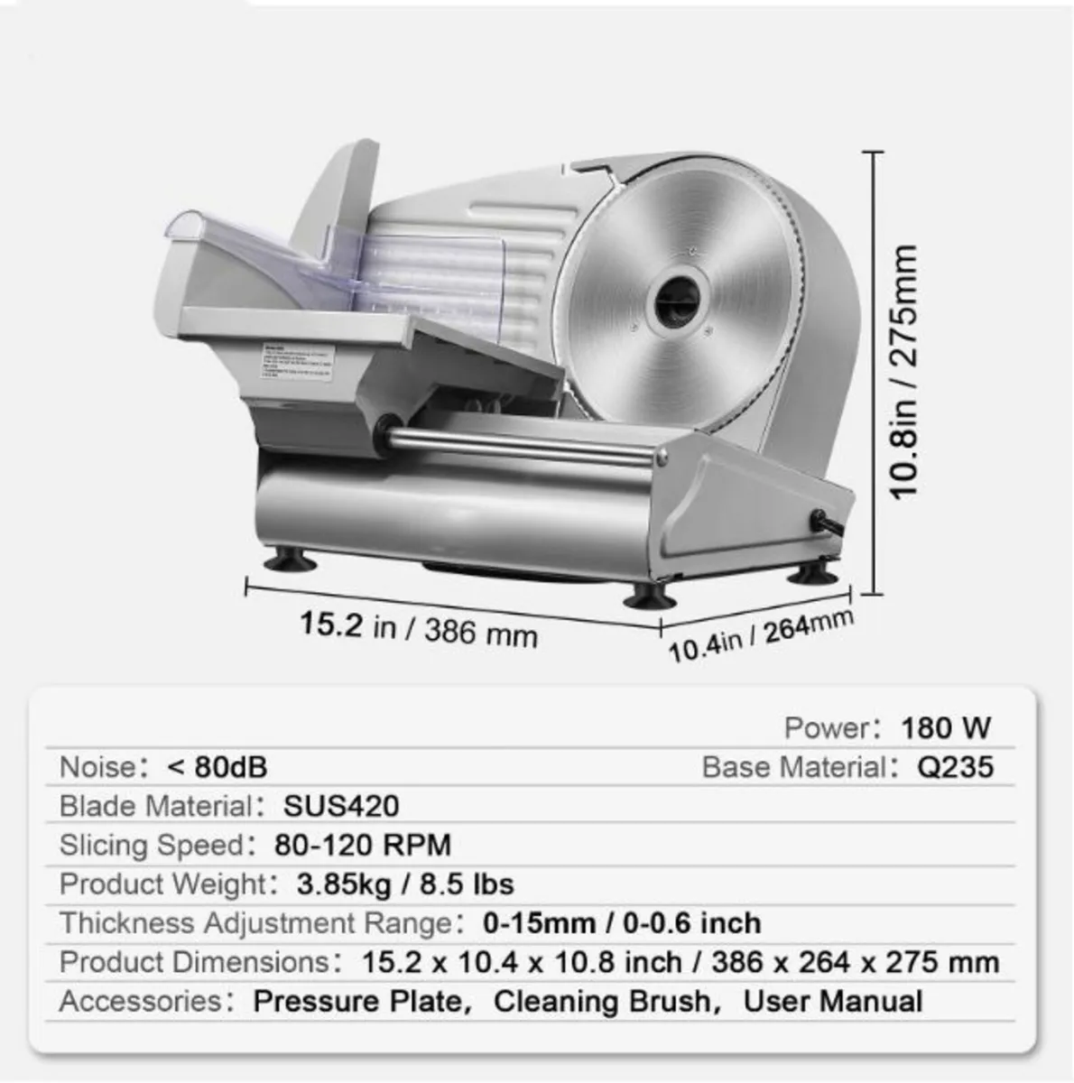 180W Electric Deli Food Slicer Meat Slicer - Image 3