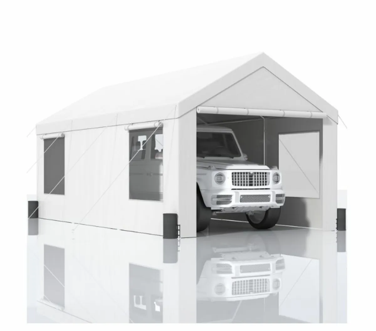 3x6m & 8 Legs Carport Car Canopy Garage Tent White - Image 1
