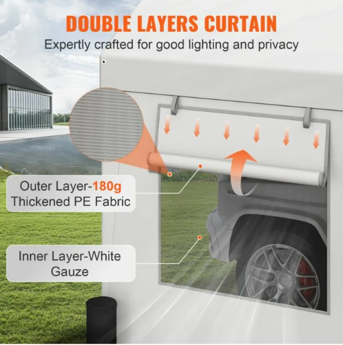 3x6m & 8 Legs Carport Car Canopy Garage Tent White - Image 3