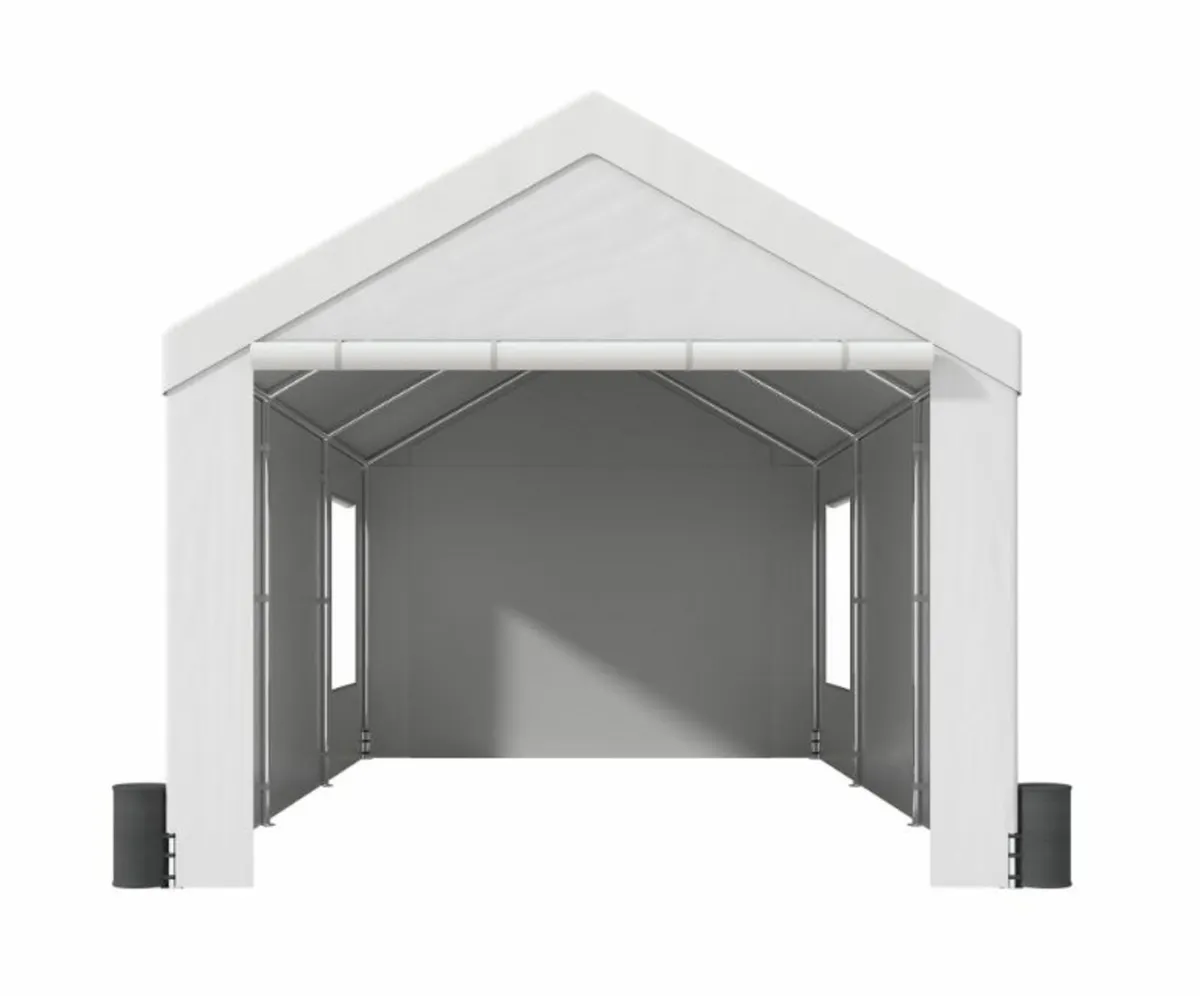 3x6m & 8 Legs Carport Car Canopy Garage Tent White - Image 4