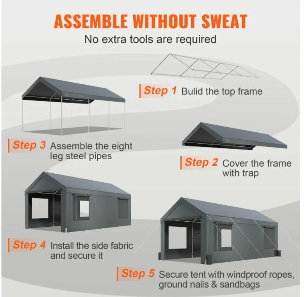 12x20ft & 8 Legs  Carport Car Canopy Garage Tent - Image 2