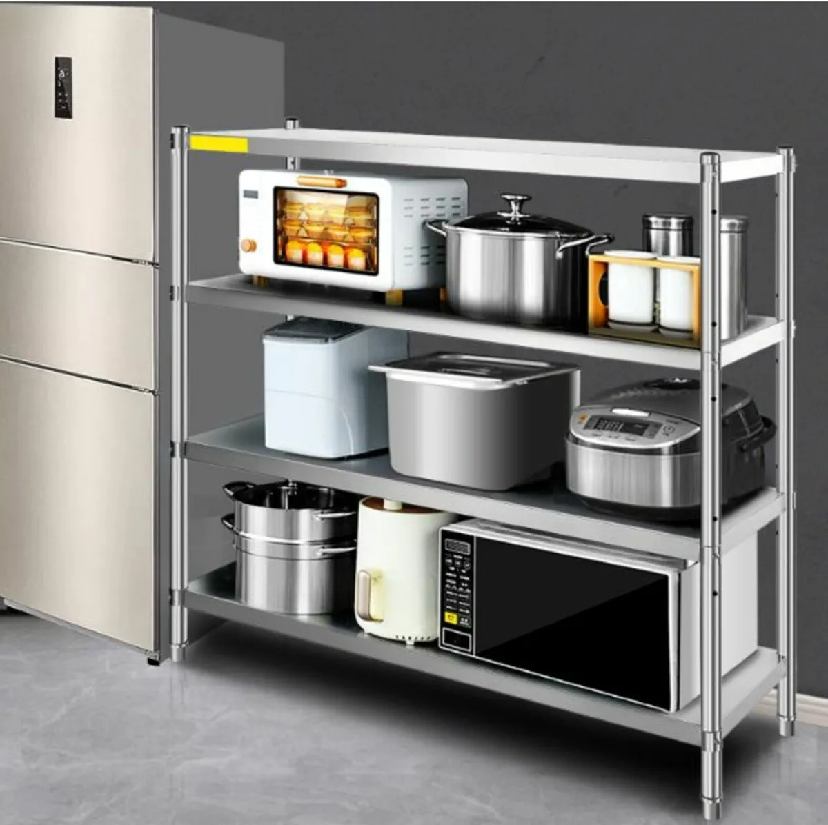 4-Tier Stainless Steel Storage Shelf Heavy Duty - Image 4