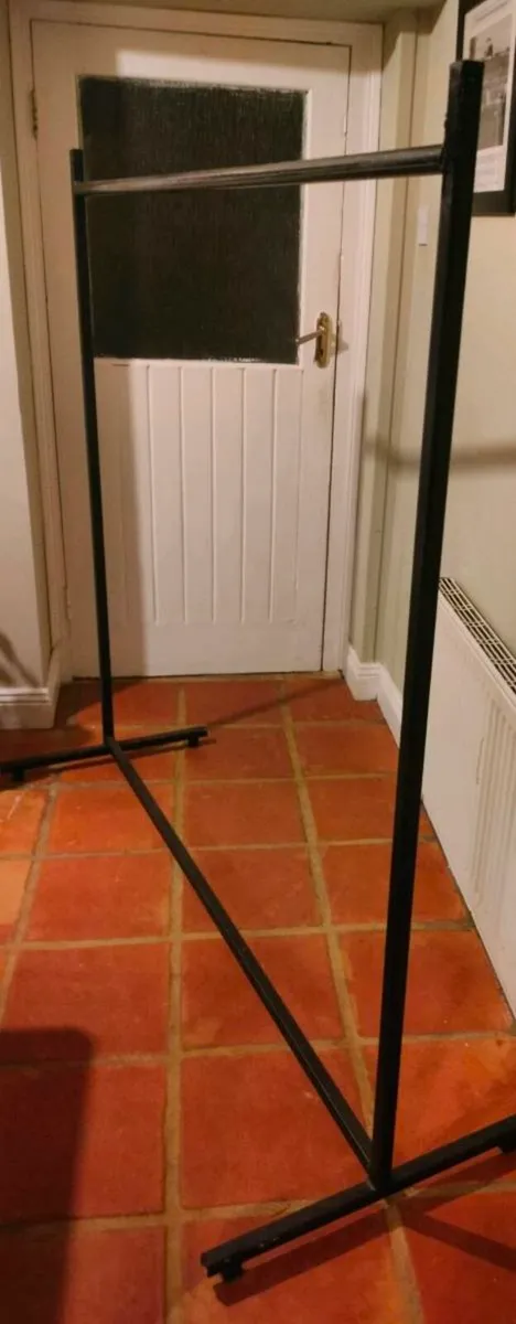 Large steel black clothes rail, one solid piece. - Image 1