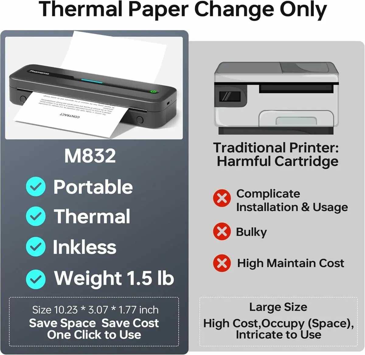 Compact Portable A4 Printer Thermal Phomemo M832 3 - Image 2