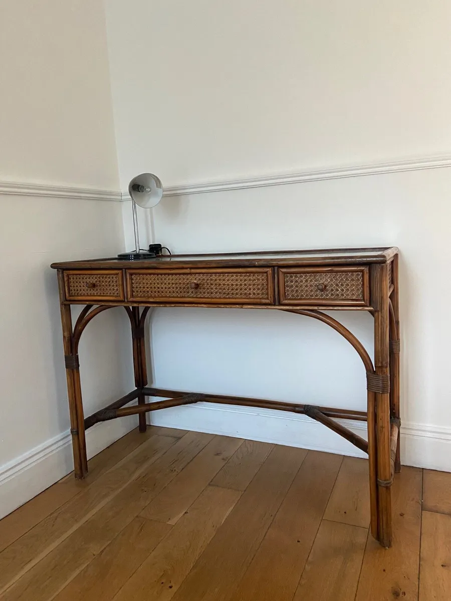 Mid century Italian Bamboo Rattan writing desk - Image 2