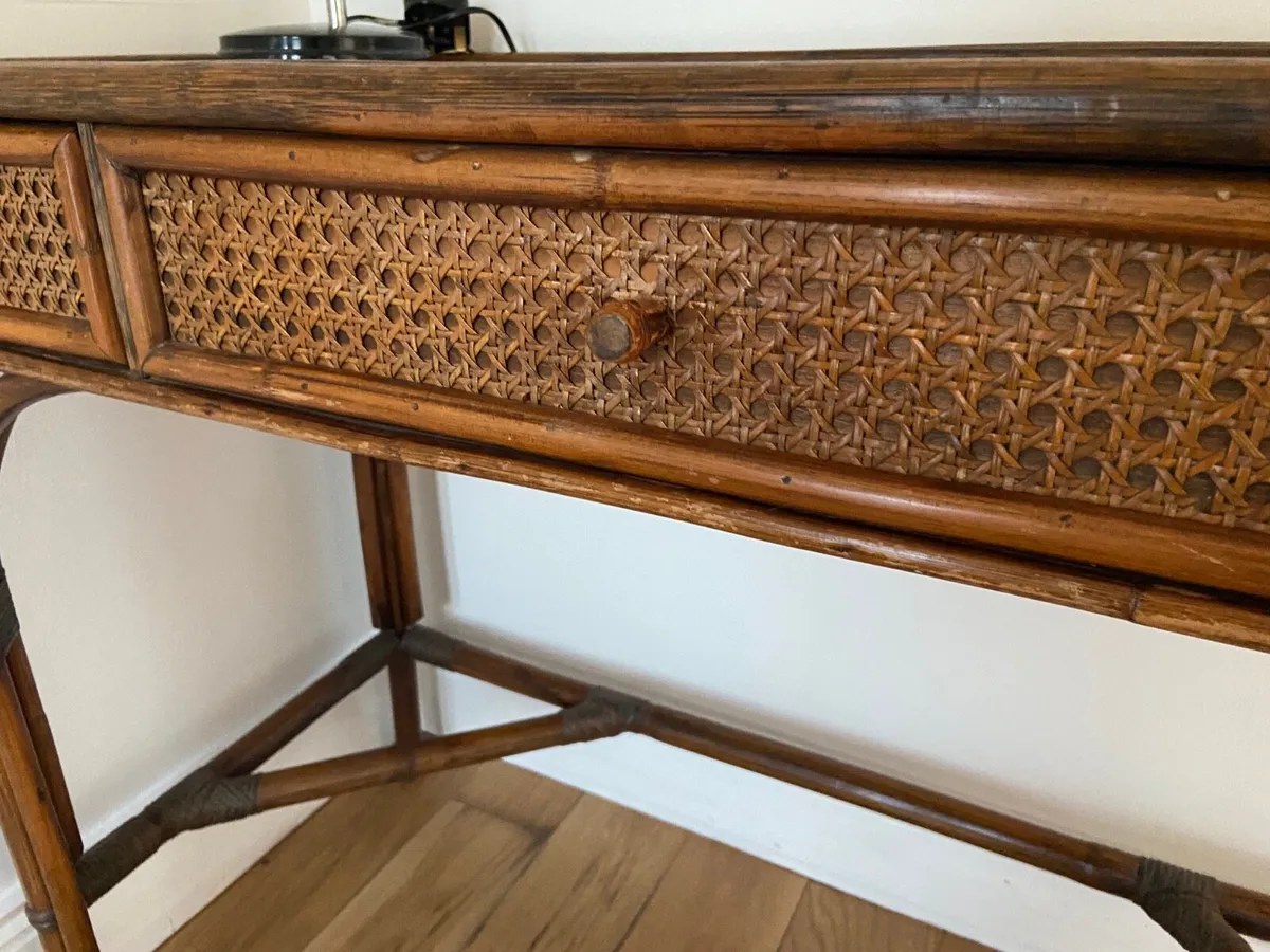 Mid century Italian Bamboo Rattan writing desk - Image 4