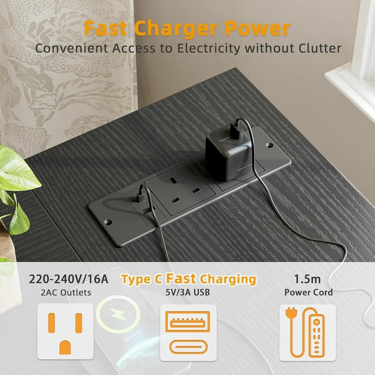 L Shaped Gaming Office Black Desk Outlets100x70cm - Image 4