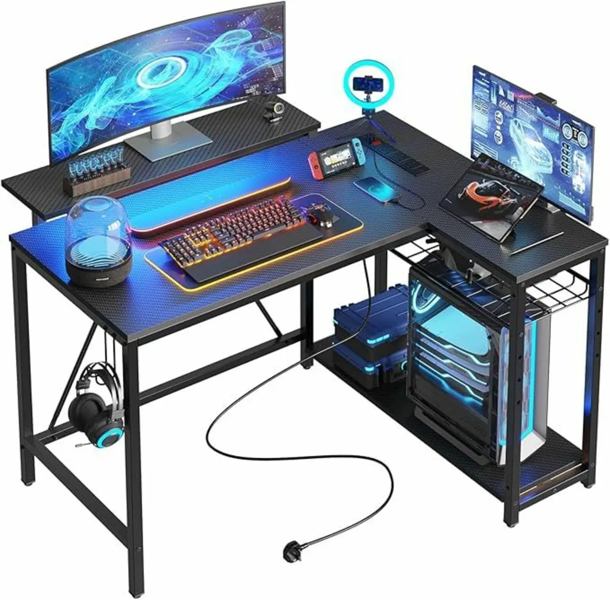 Reversible Gaming Desk Office Outlets USB 106.5x82 - Image 4