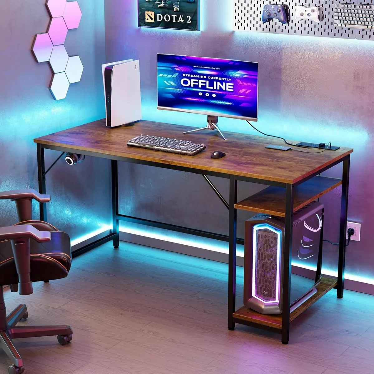 Computer Desk 120cm Office Table Power Outlets USB - Image 3
