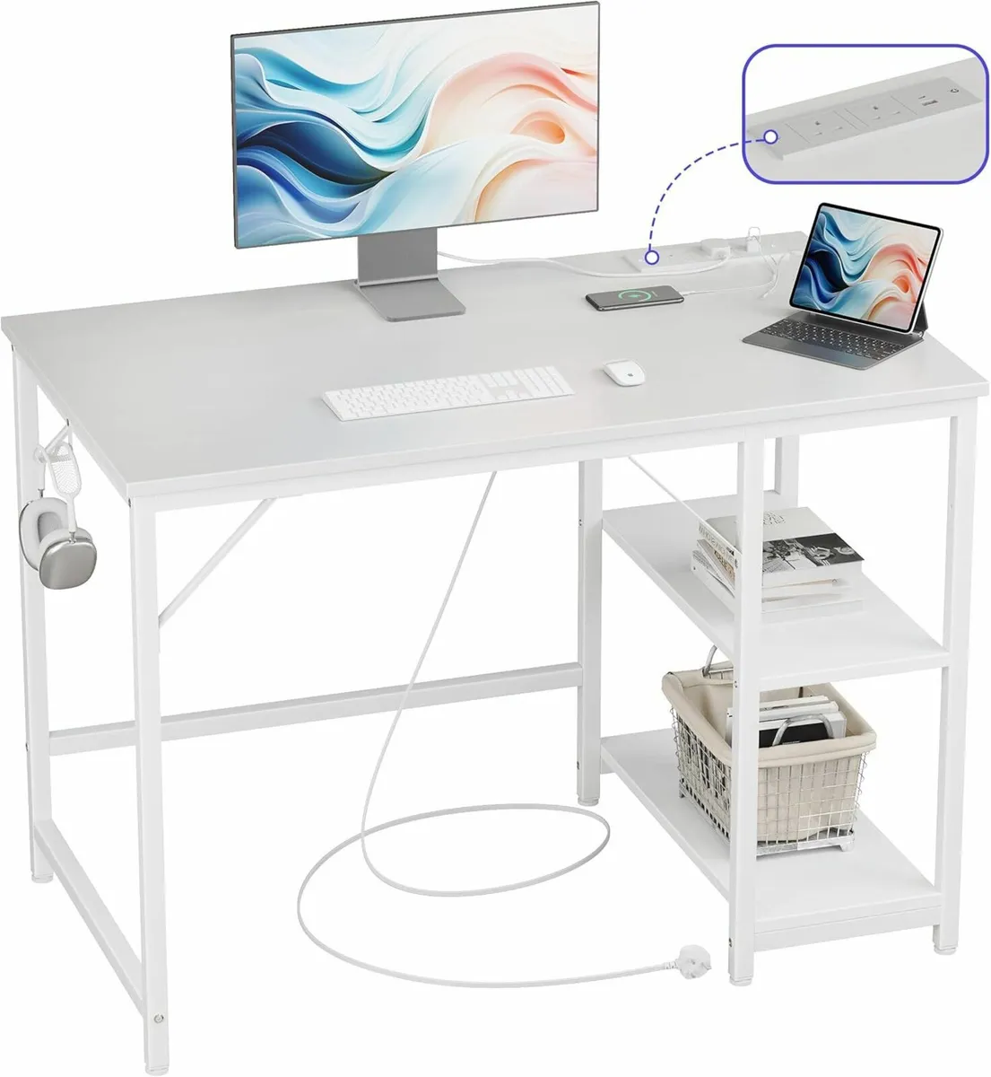 Computer Desk, 100x60cm Office Desk Writing Study - Image 2