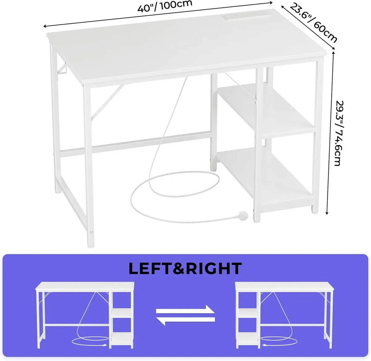 Computer Desk, 100x60cm Office Desk Writing Study - Image 4