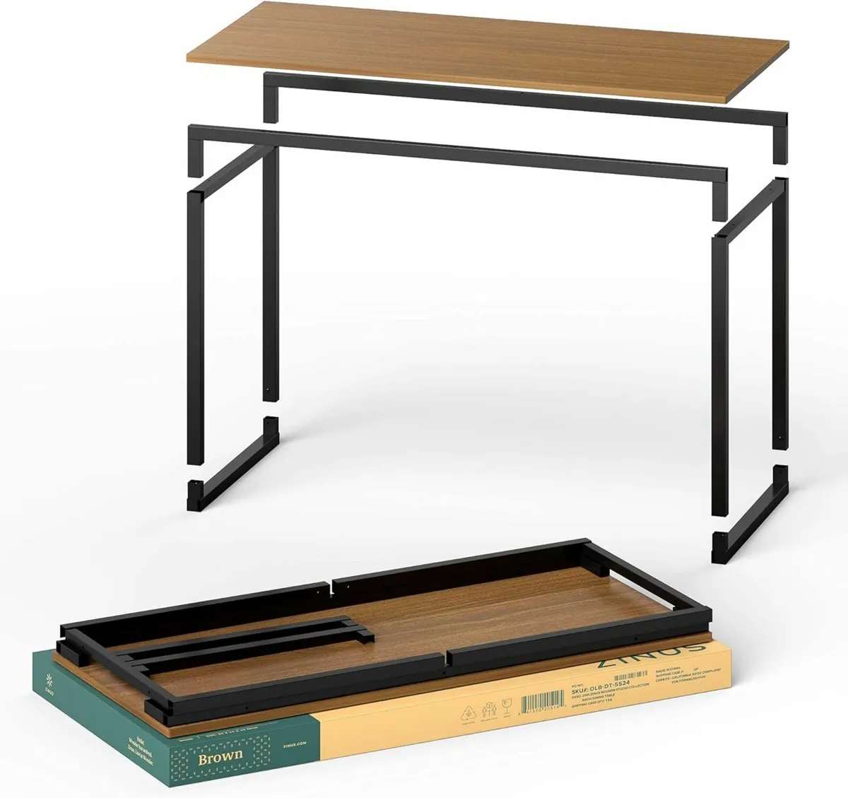 Desk Table 119x61x73 cm Wood Office Desk Brown - Image 1
