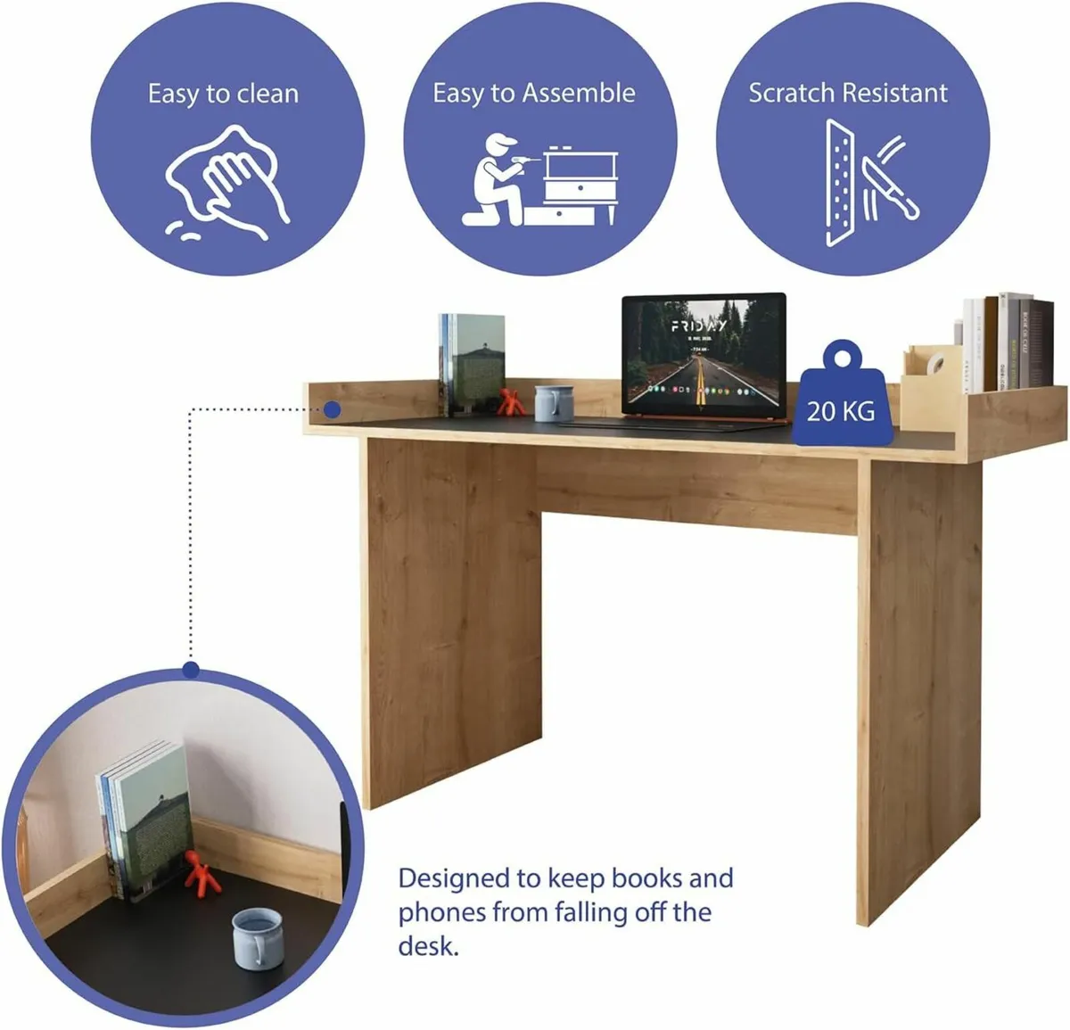 117cm Home Office Desk Elegant Writing Table black - Image 2