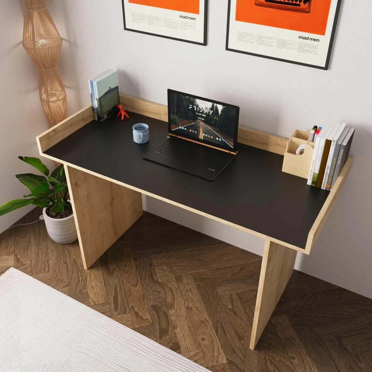 117cm Home Office Desk Elegant Writing Table black - Image 3