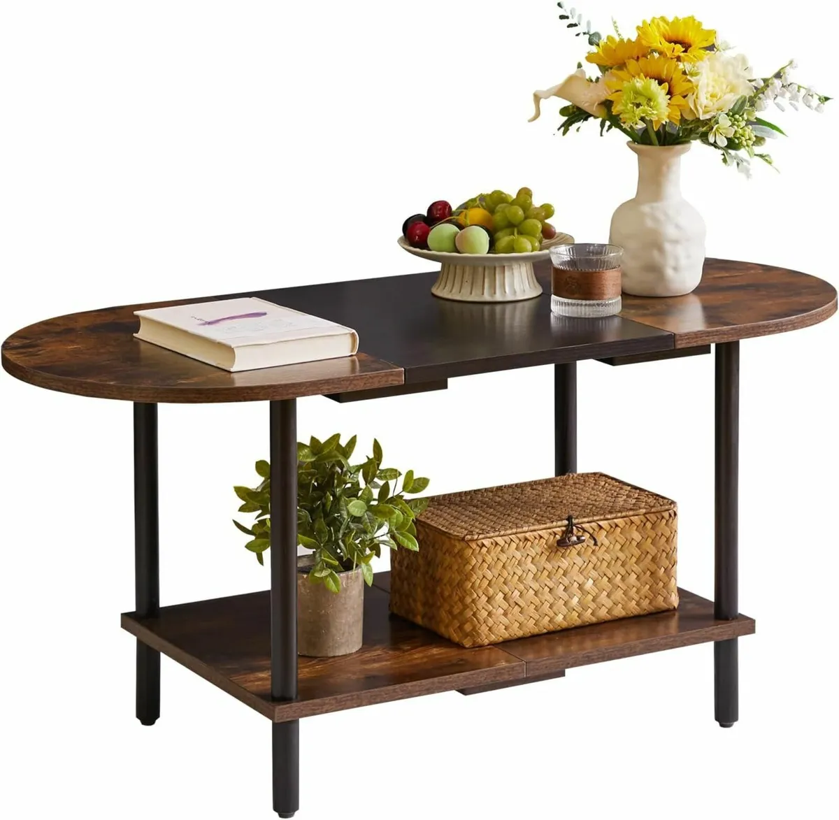 Coffee Table, Oval Center Table Living Room Home - Image 1