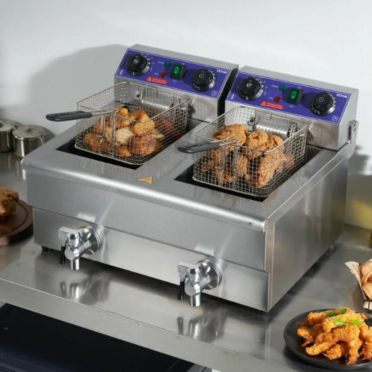 Dual Tanks 6000W Electric Deep Fryer + Oil Filter, - Image 3