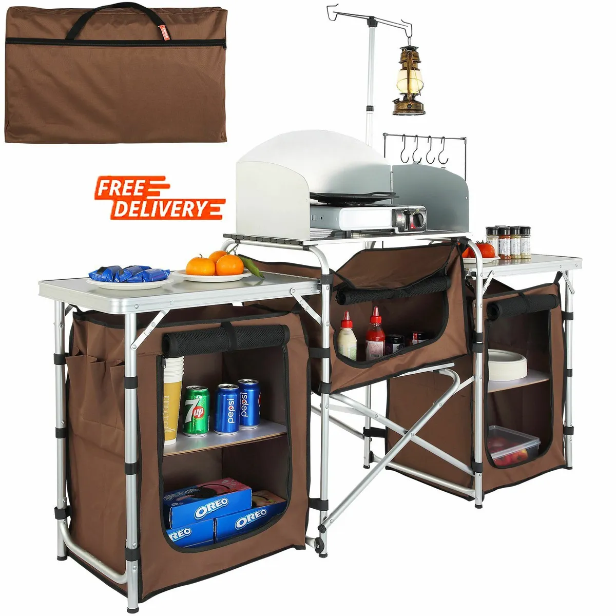 Folding Outdoor Cooking Table w/ Storage Carry-bag - Image 1