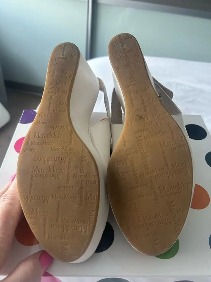 Marco Moreo Cream Wedge Sandal - Image 3