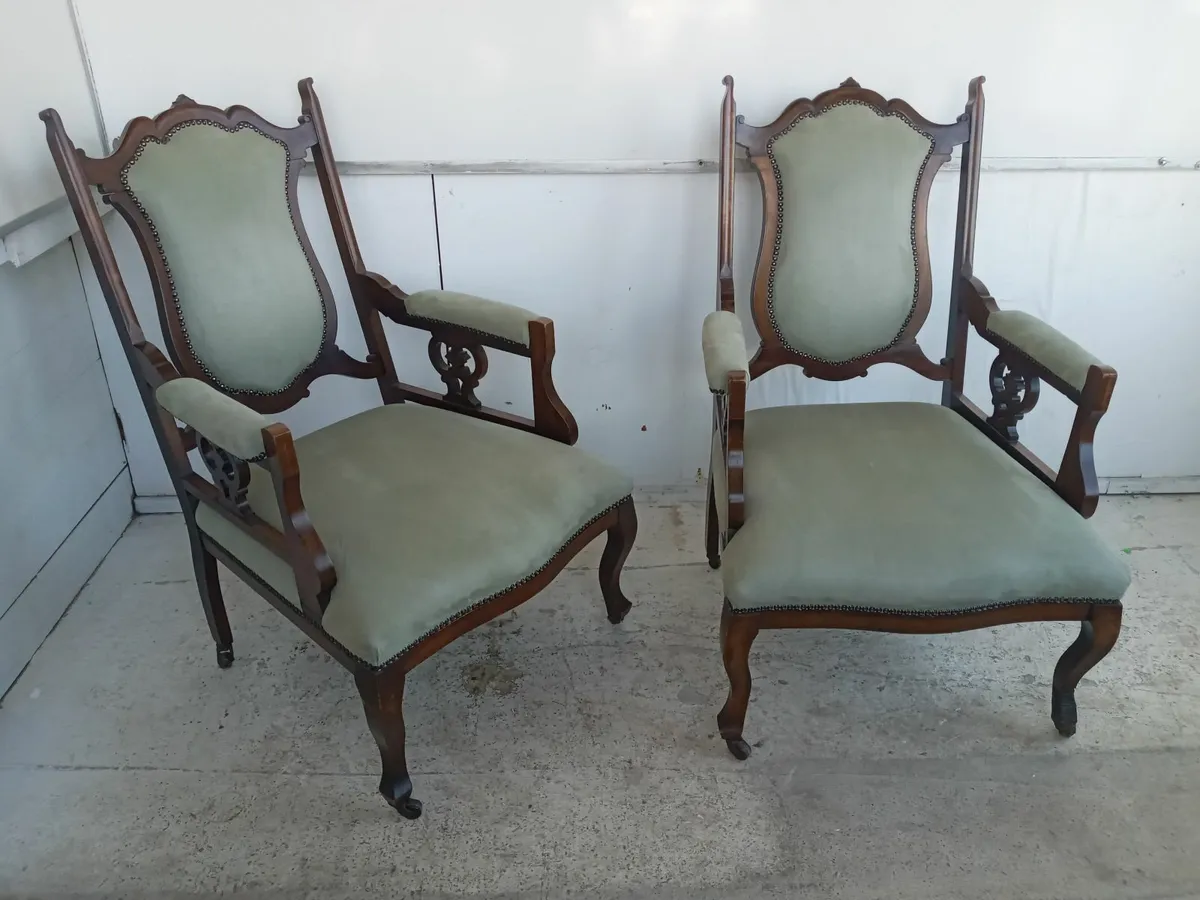 2 x Old Armchairs for Sale - Image 4