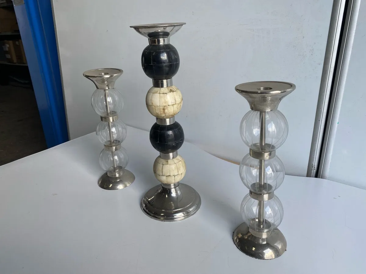 Set of 3 Glass Sphere Candle Holders - Image 1