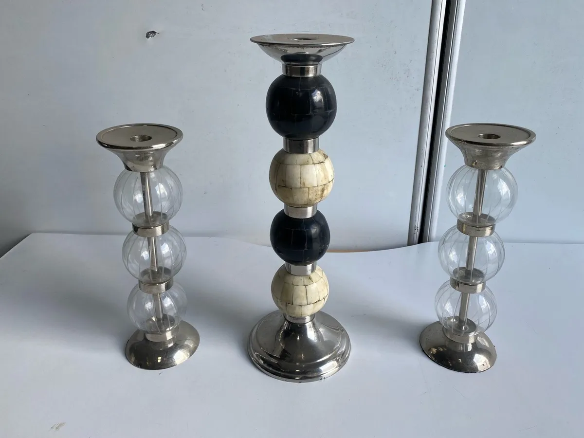 Set of 3 Glass Sphere Candle Holders - Image 2