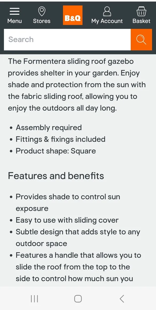 B&Q  Sliding roof gazebo - Image 2