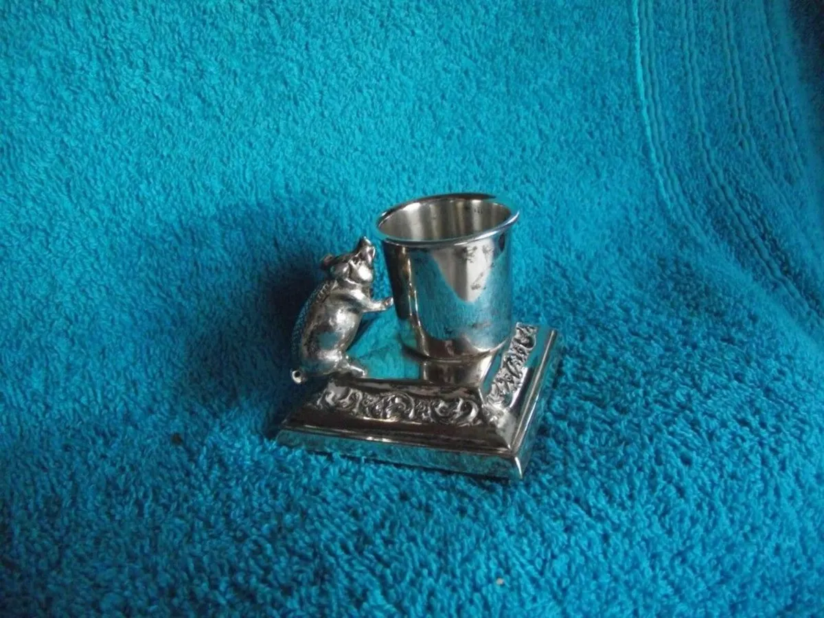 Antique Silver Plate Table Vesta With Pig Striker - Image 1