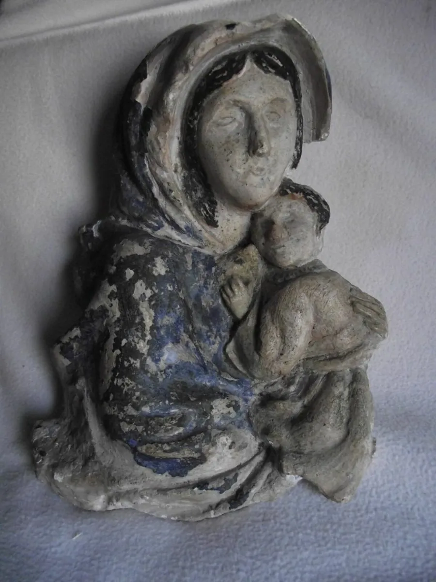 Antique Madonna & Child Wall Hanging-11 3/4" High. - Image 1