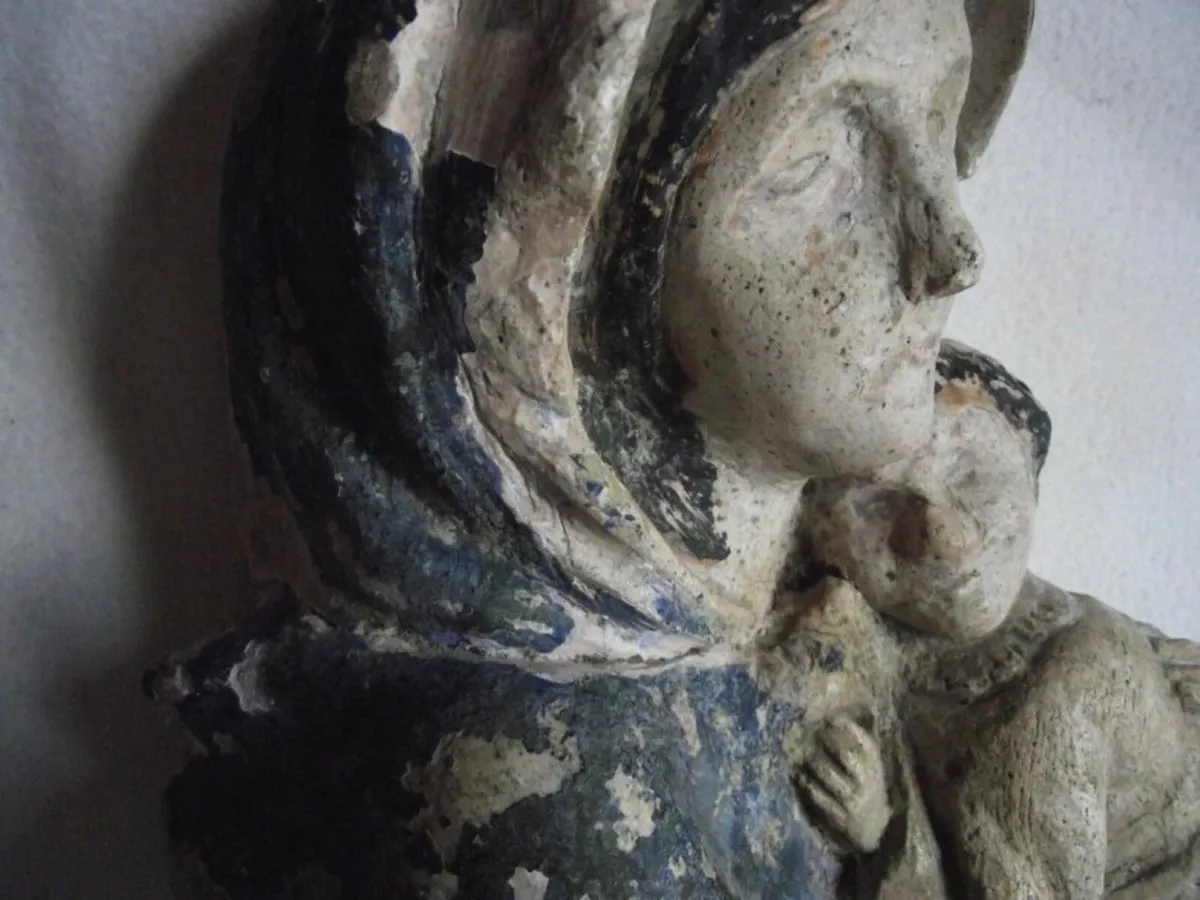 Antique Madonna & Child Wall Hanging-11 3/4" High. - Image 3