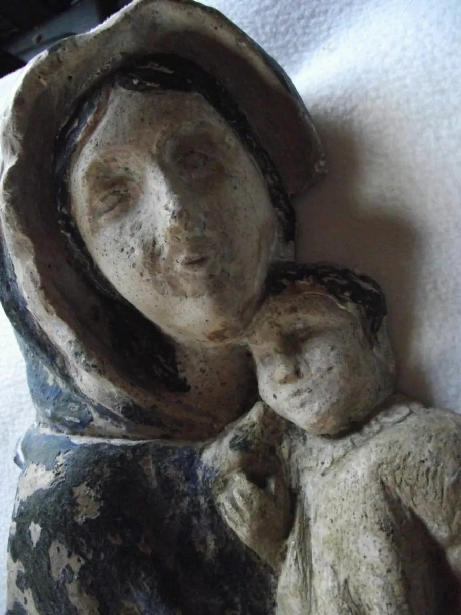 Antique Madonna & Child Wall Hanging-11 3/4" High. - Image 4