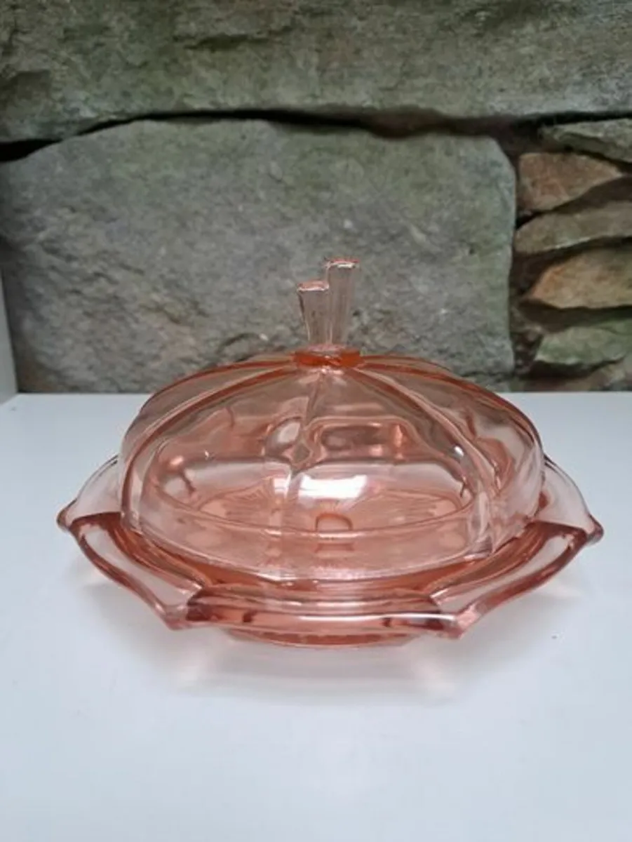 Vintage glass butter dish - Image 1