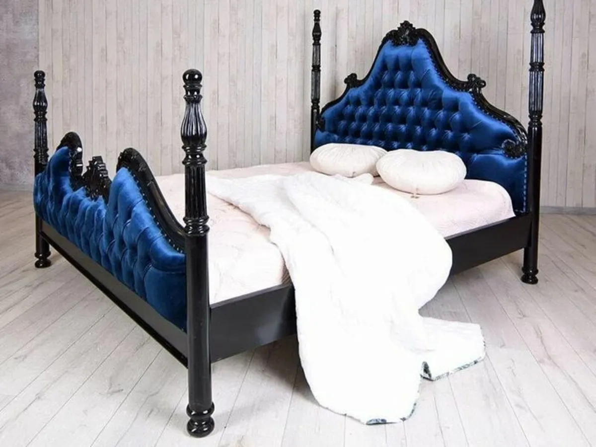 FOUR-POSTER BED CHATEAU solid mahogany wood, maste - Image 1