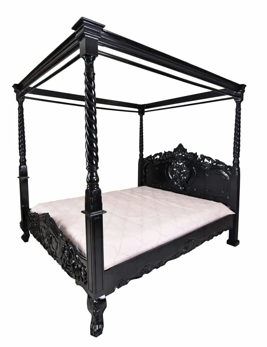 Black Mahogany Four-Poster Bed | Vintage Royal Sty - Image 2