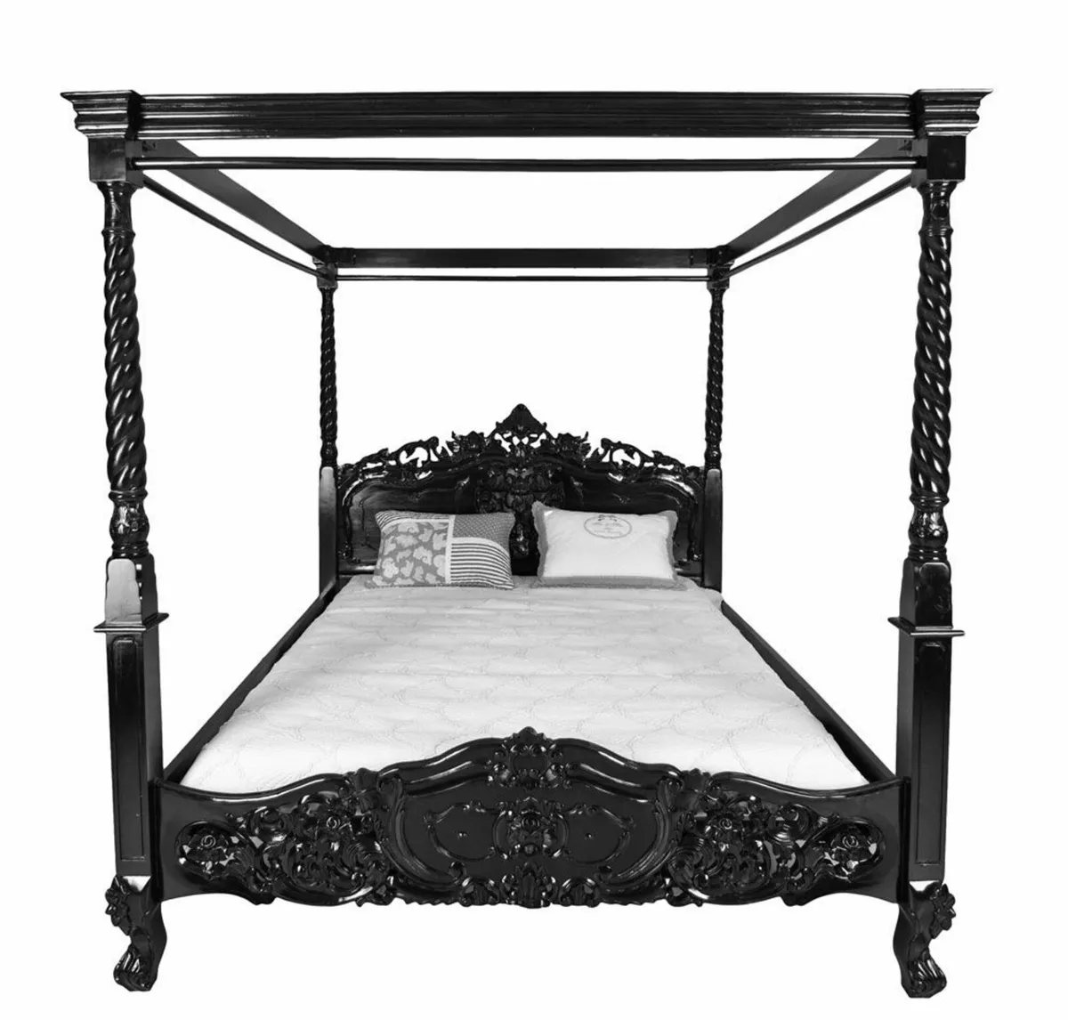 Black Mahogany Four-Poster Bed | Vintage Royal Sty - Image 3