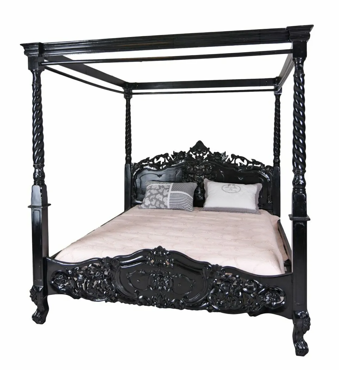 Black Mahogany Four-Poster Bed | Vintage Royal Sty - Image 4