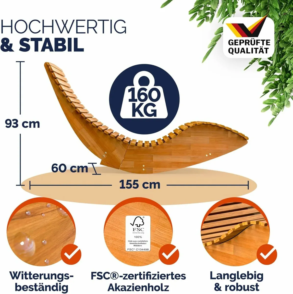 Swing Lounger FSC Certified Acacia Wood Ergonomic - Image 2