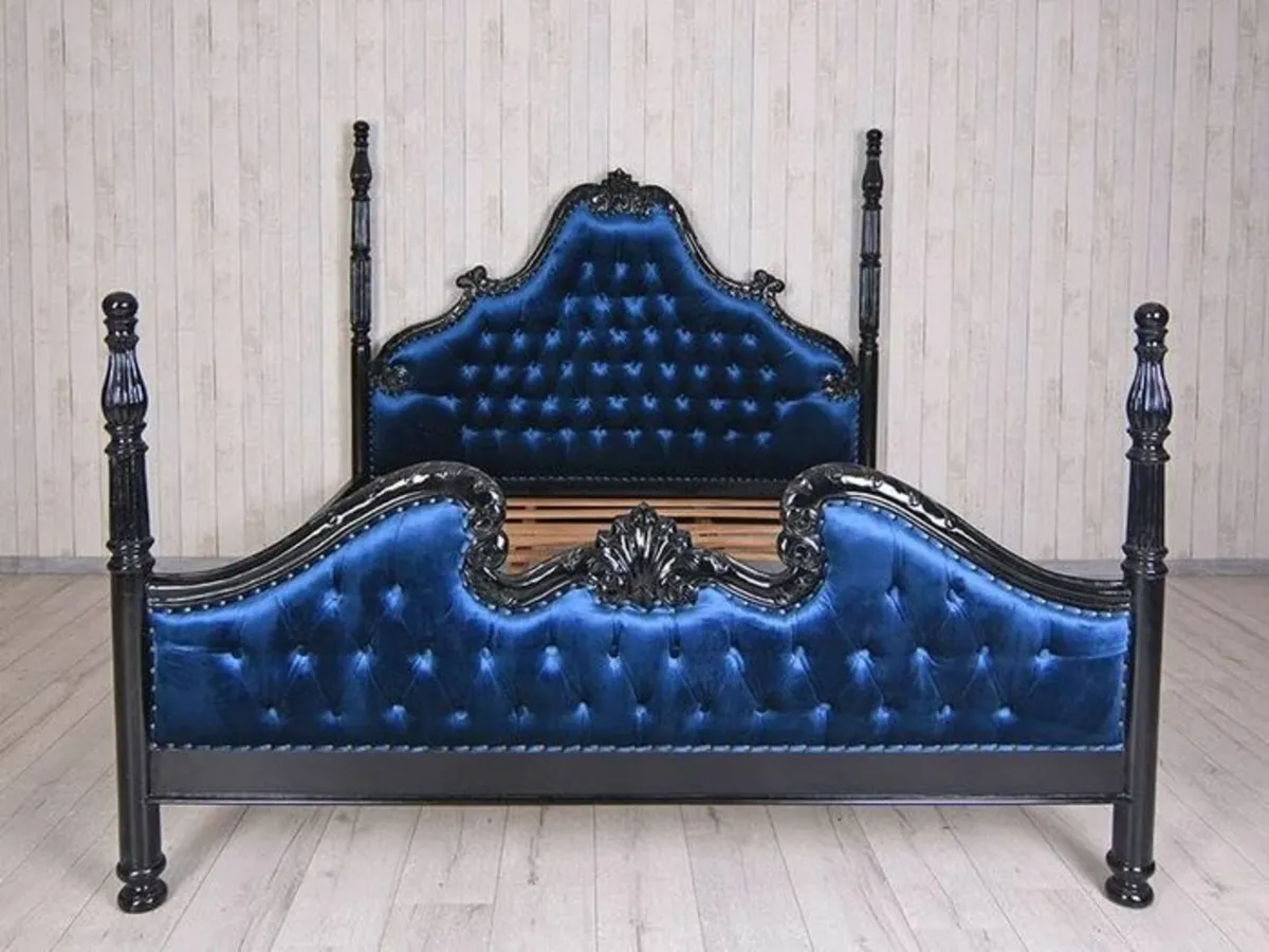 FOUR-POSTER BED CHATEAU solid mahogany wood, maste - Image 3