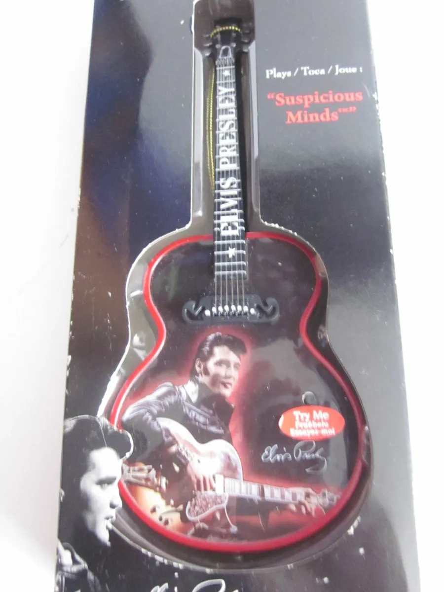 Elvis Illuminated Musical Ornament  Guitar Shape - Image 2