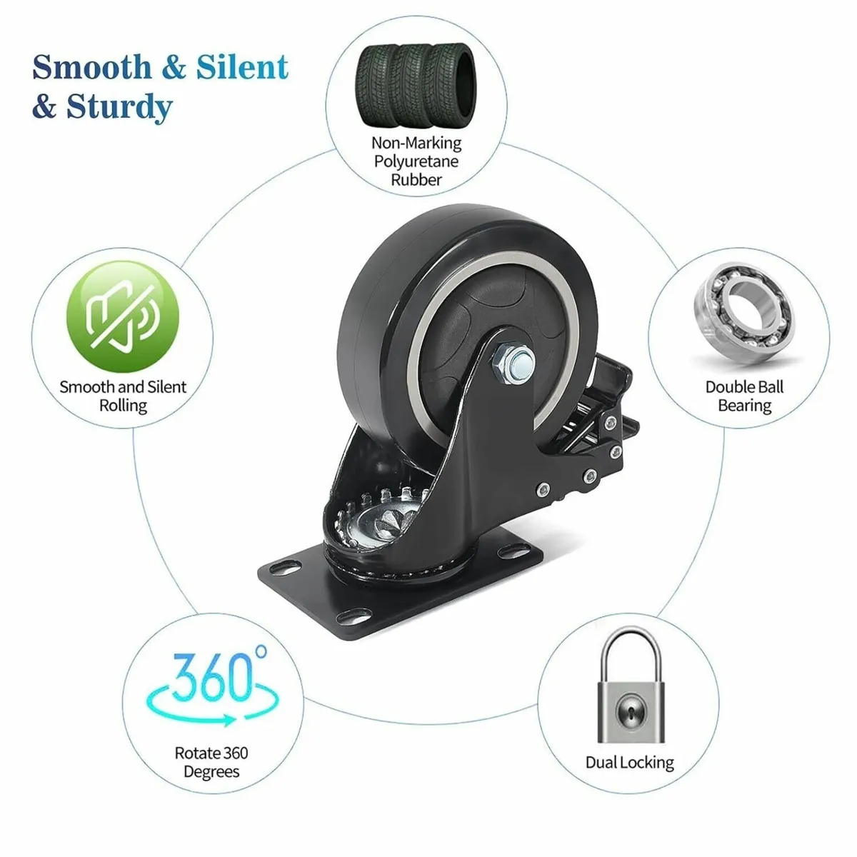 Castor Wheel 50mm Heavy Duty 200KG Capacity - Image 2