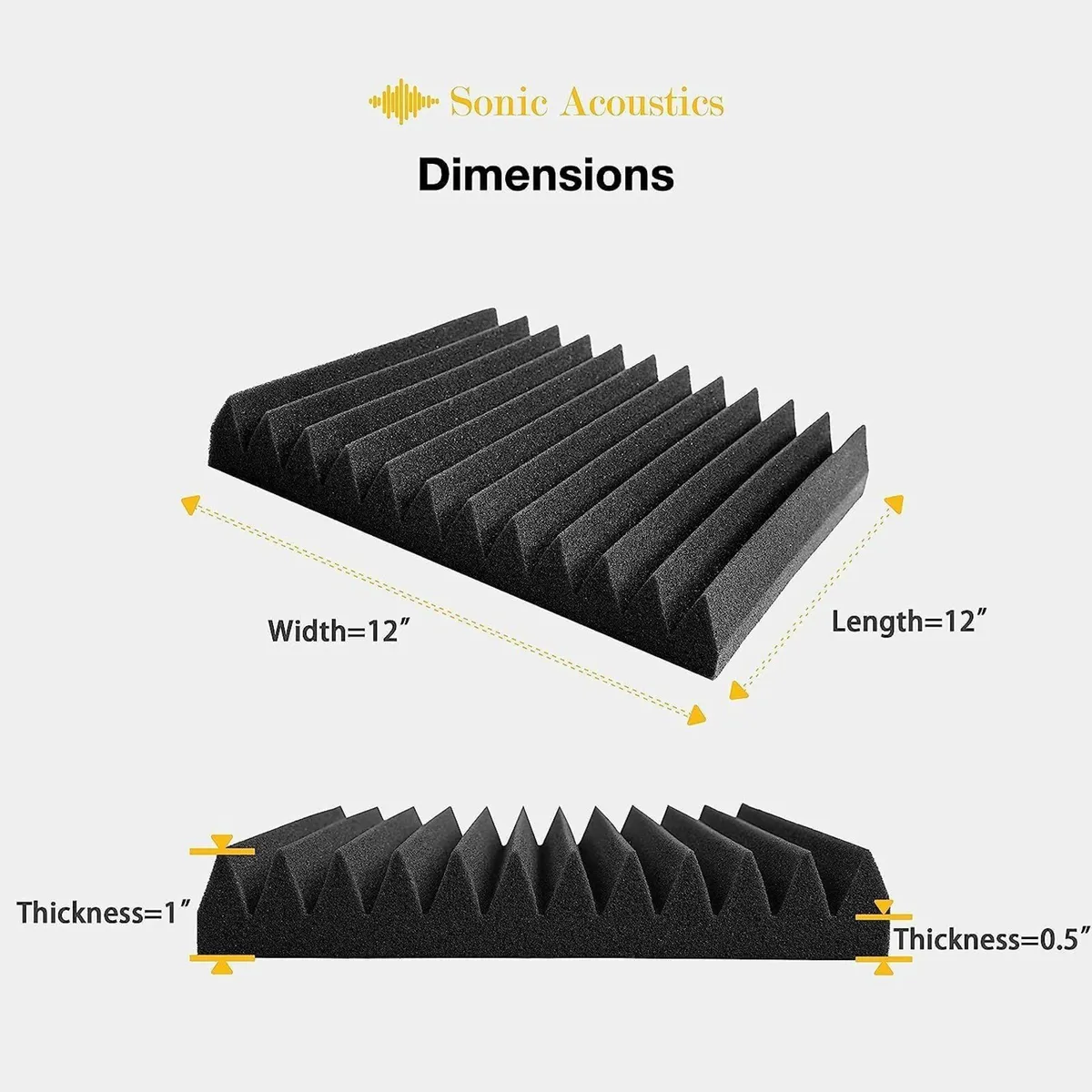 12 Pack Set Acoustic Panels, 1"x12"x12" Soundproof - Image 2