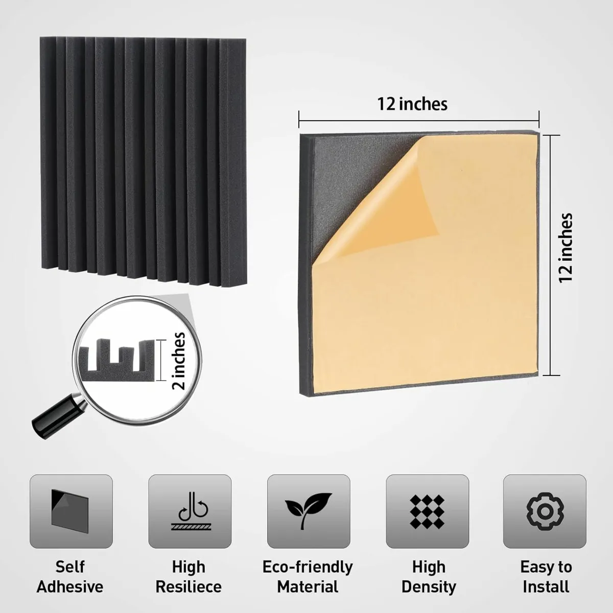 24 Pack Sound Proofing Panels Studio 12"x12"x2" - Image 4
