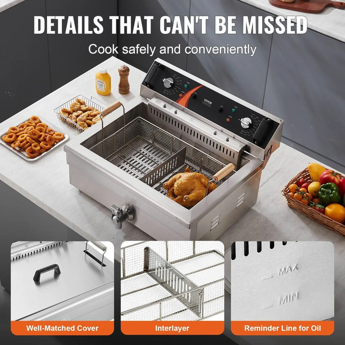 Commercial Electric Deep Fryer 20L 3000W Dual Heat - Image 4