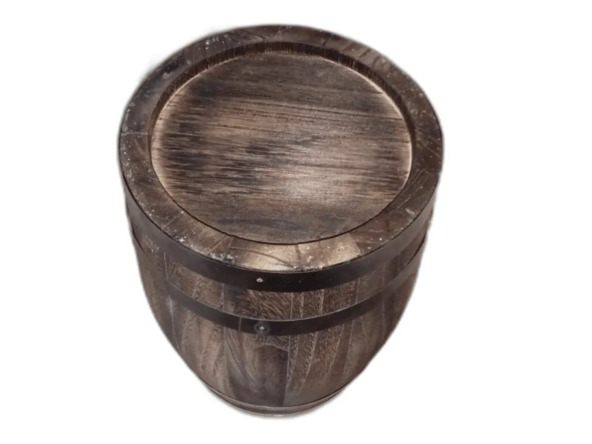 Wooden Barrel Money Box (28 x 18cm) - Image 4