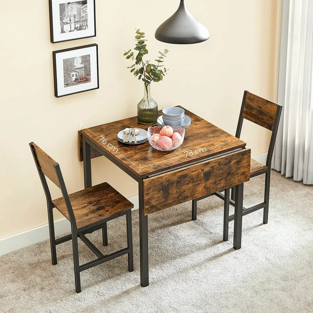 Industrial style kitchen table foldable for 4 peop - Image 2