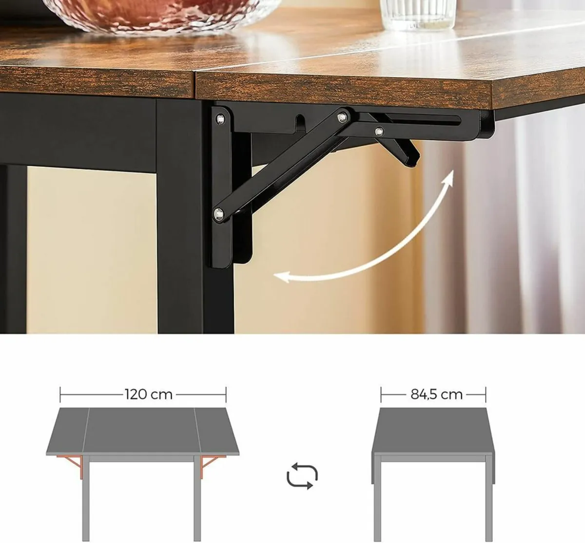 Industrial style kitchen table foldable for 4 peop - Image 3