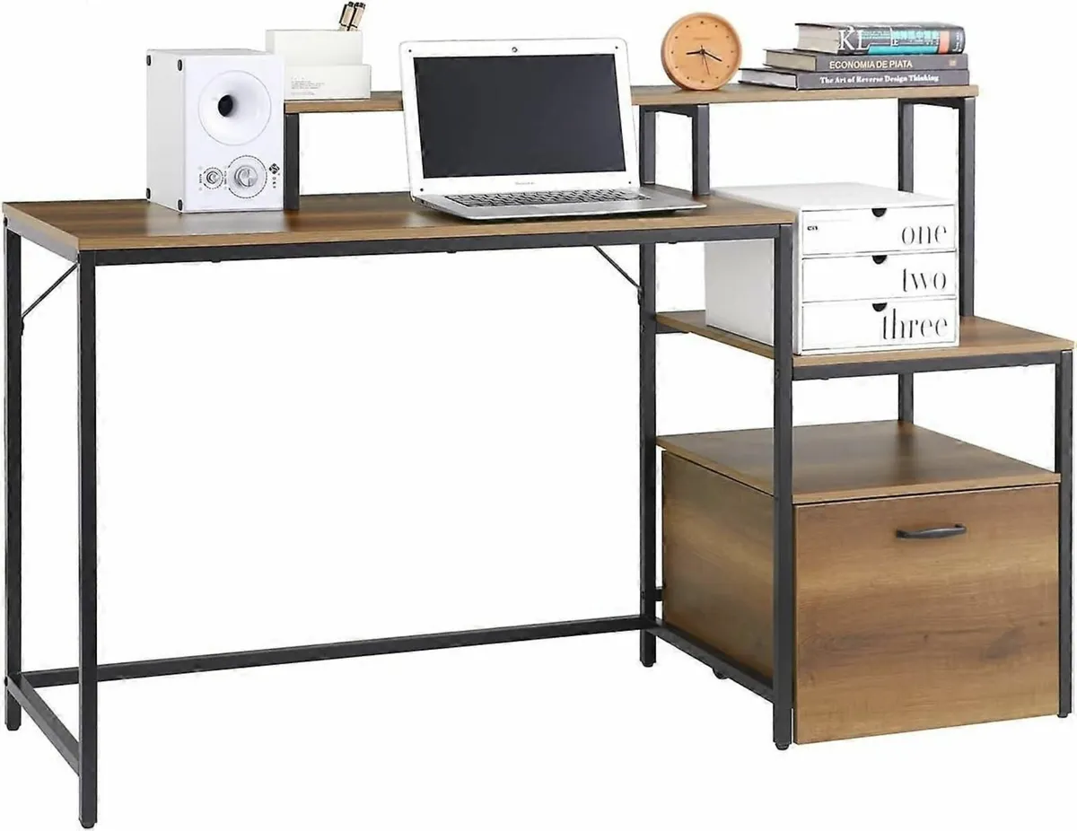 Industrial Office Desk 143cm Computer Desk with Sh - Image 1