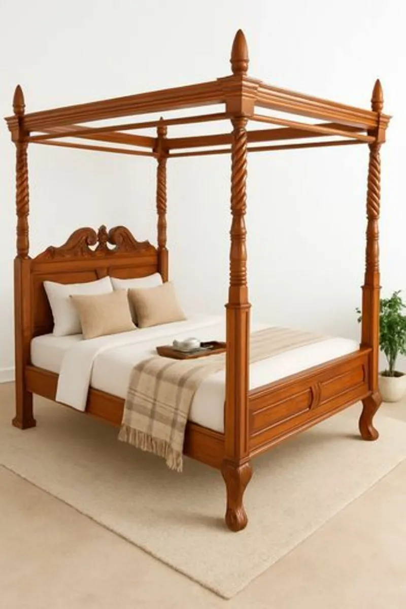 4-Poster Bed Elegant French Mahogany 4-Poster Bed - Image 1